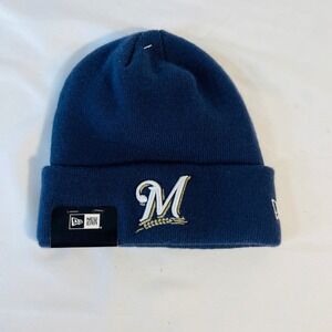 New Era Milwaukee Brewers MLB Navy Blue Solid Cuff Knit Beanie OSFA Hat New